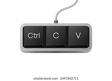 Copy Paste button combination. Computer Keyboard. Word on pc computer keyboard. Vector illustration.