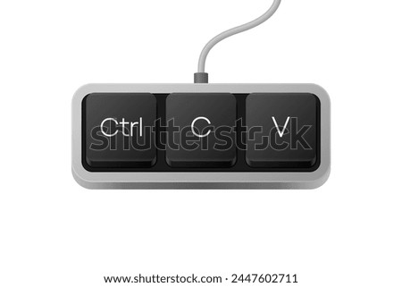 Copy Paste button combination. Computer Keyboard. Word on pc computer keyboard. Vector illustration.