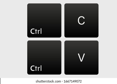 copiar control de botón pegar ctrl c v ilustración vectorial de stock