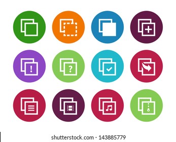 Copy Paste circle Icons for Apps, Presentations, Web Pages. Vector illustration. 