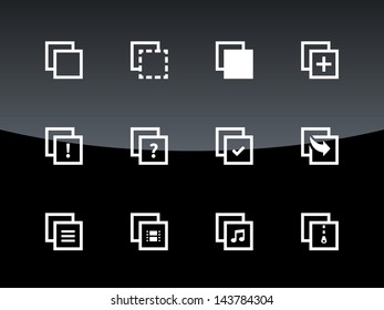 Copy Paste Icons for Apps, Presentations, Web Pages on black background. Vector illustration.