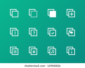 Copy Paste Icons for Apps, Presentations, Web Pages on green background. Vector illustration. 