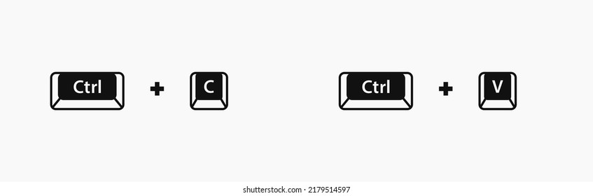 Copy and paste shortcuts vector illustration. Ctrl C + Ctrl V vector hotkeys