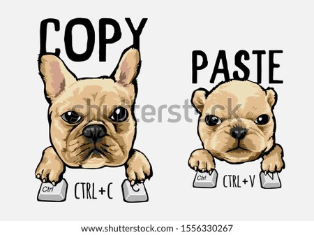 copy paste slogan with father and son dog illustration