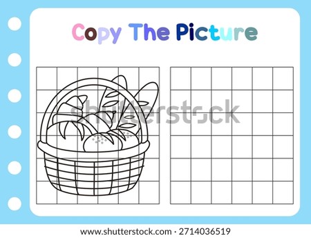 copy the picture of animal. cute bread basket Educational game for children. Cartoon vector illustration