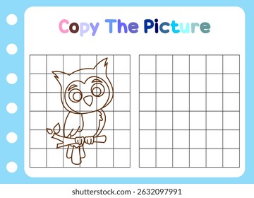 copy the picture of animal. cute owl  Educational  for children.