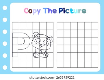 copiar a imagem de animal. panda bonito Educacional para crianças.