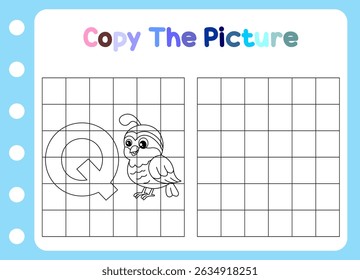 copiar a imagem de animal. codorna bonito Educacional para crianças.