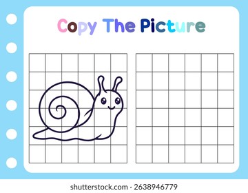 copy the picture of animal. cute snail  Educational  for children.