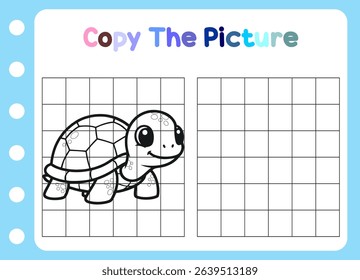 copy the picture of animal. cute turtle  Educational  for children.