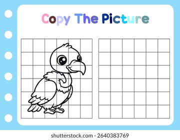 copy the picture of animal. cute vulture  Educational  for children.