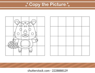 copy the picture of animal Educational game for kindergarten and preschool worksheet game for kids