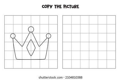 Copy the picture of black and white crown. Logical game for kids.