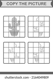 Copy the picture with Cactus. Worksheet for kids