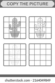Copy the picture with Cactus. Worksheet for kids