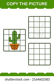 Copy the picture with Cactus. Worksheet for kids