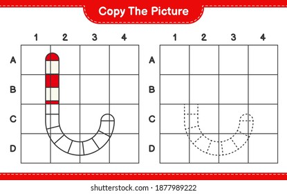 Copy the picture, copy the picture of Candy Canes using grid lines. Educational children game, printable worksheet, vector illustration