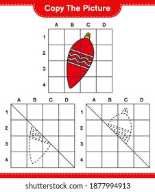 Copy the picture, copy the picture of Christmas Lights using grid lines. Educational children game, printable worksheet, vector illustration