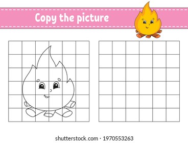 Copy the picture. Coloring book pages for kids. Education developing worksheet. Game for children. Handwriting practice. Cartoon character.