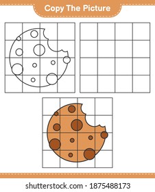 Copy the picture, copy the picture of Cookies using grid lines. Educational children game, printable worksheet, vector illustration
