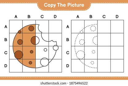 Copy the picture, copy the picture of Cookies using grid lines. Educational children game, printable worksheet, vector illustration