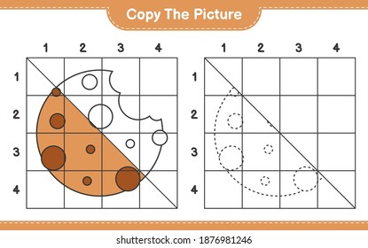 Copy the picture, copy the picture of Cookies using grid lines. Educational children game, printable worksheet, vector illustration