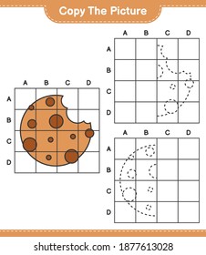 Copy the picture, copy the picture of Cookies using grid lines. Educational children game, printable worksheet, vector illustration