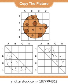 Copy the picture, copy the picture of Cookies using grid lines. Educational children game, printable worksheet, vector illustration