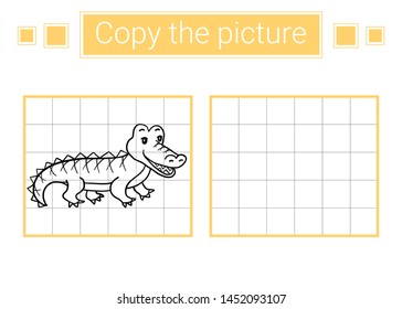 Copy the picture. Crocodile. Educational children game. 