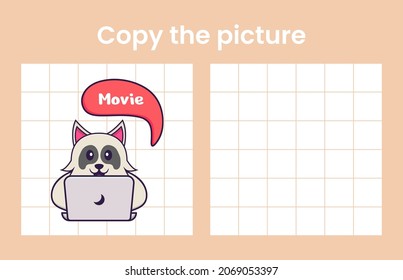 Kopieren Sie das Bild eines süßen Hundes. Erziehungsspiel für Kinder. Cartoon-Vektorgrafik