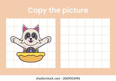 Copy the picture of a cute dog. Educational game for children. Cartoon vector illustration