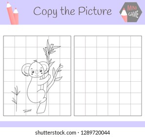 Copy the picture: dear Kuala. Coloring book. Educational game for children. Vector illustration