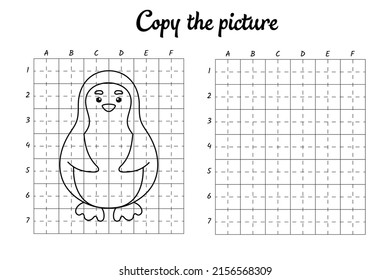 Copy the picture  Draw by grid  Coloring book pages for kids  Handwriting practice  drawing skills training  Education developing printable worksheet  Activity page  Cute cartoon vector illustration 