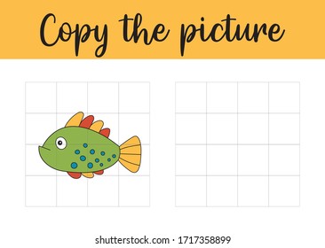 Copy the picture. Drawing activity for kids school and preschool age. Educational game for preschool children. Vector Illustration. 

