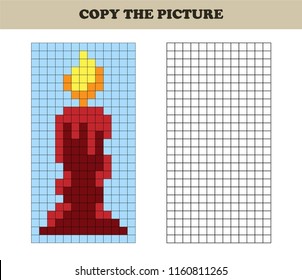 Copy the picture. Drawing kids activity. Educational game for preschool children. Halloween. Candle.