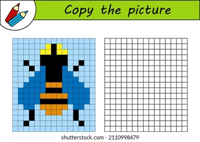 Copy The Picture. Drawing Kids Activity. Educational Game For Preschool Children. Insect. Fly