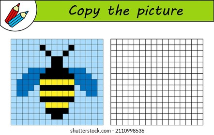 Copy The Picture. Drawing Kids Activity. Educational Game For Preschool Children. Insect. Bee. 