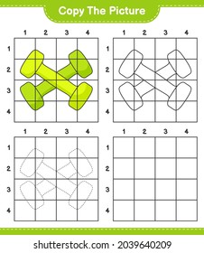 Copy the picture, copy the picture of Dumbbell using grid lines. Educational children game, printable worksheet, vector illustration