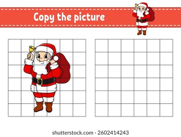 Copy the picture. Education developing worksheet. Game for children. Handwriting practice. cartoon character. Vector illustration.