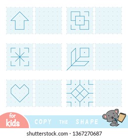 Copy the picture, education game for children. Replicate the image by dots. Draw geometric and natural ornaments