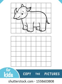 Copy the picture, education game for children, One rhino