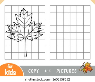 Copy the picture, education game for children, Maple leaf