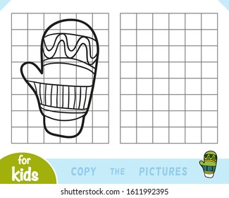 Copy the picture, education game for children, Mitten
