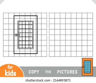 Copy the picture, education game for children, Interior door with glass panels