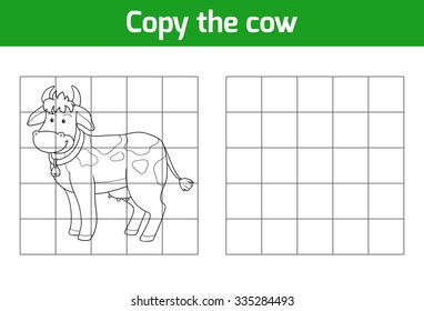 Copy the picture, education game for children: cow