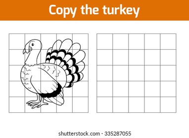 Copy the picture, education game for children: turkey