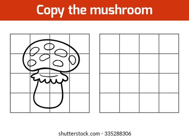 Copy the picture, education game for children: mushroom