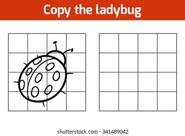 Copy the picture, education game for children: the ladybug