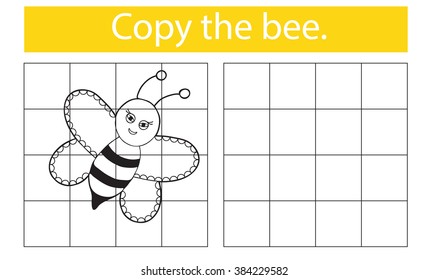 Copy the picture, education game for children: bee.