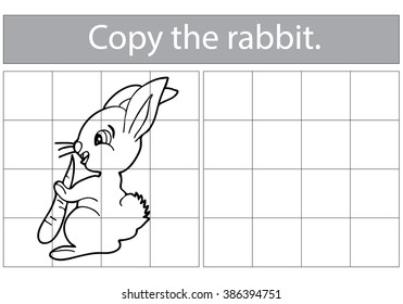Copy the picture, education game for children: rabbit.